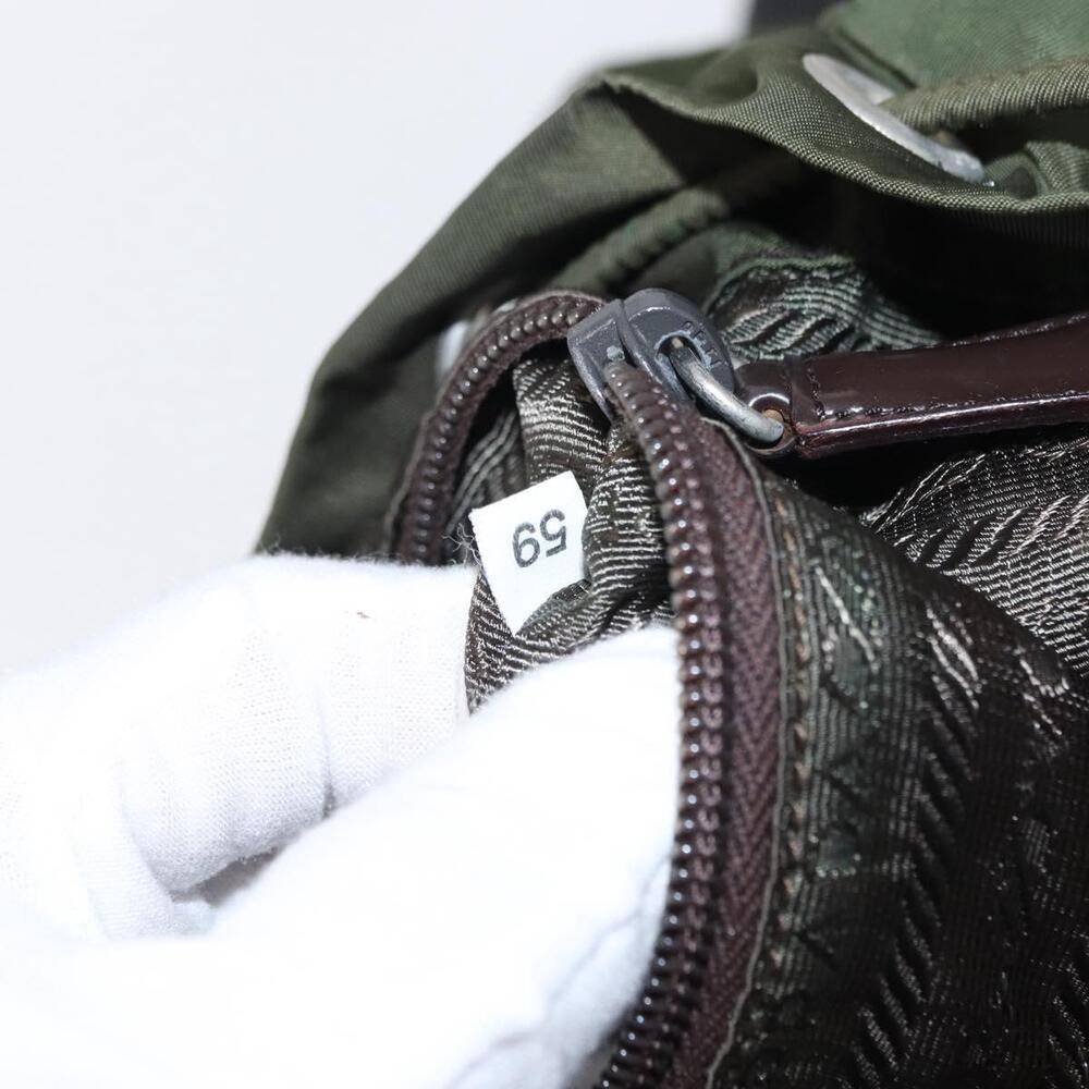 PRADA Backpack Nylon Khaki Silver Auth ti3500 - Picture 12 of 16